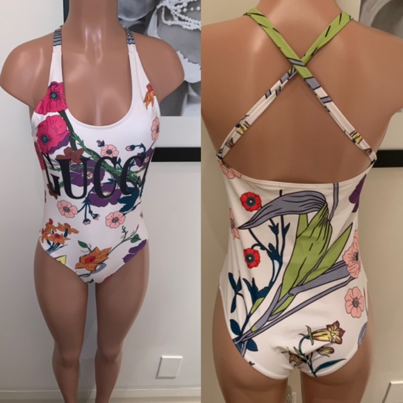 gucci floral bathing suit